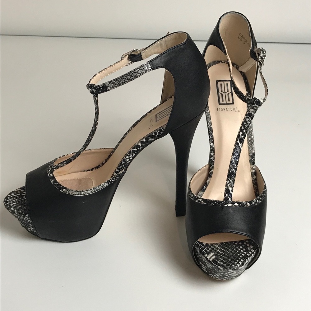 Black platform high heels